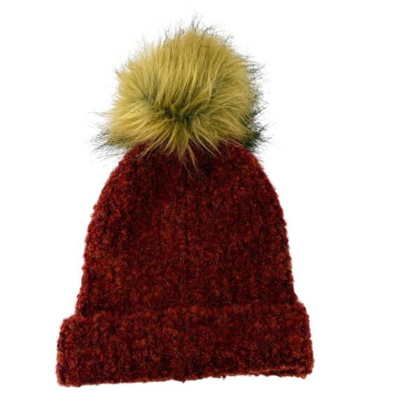 Dillards Reddish Fuzzy Tan Pom Beanie Hat Head Cover Hat One Size - Picture 3 of 11